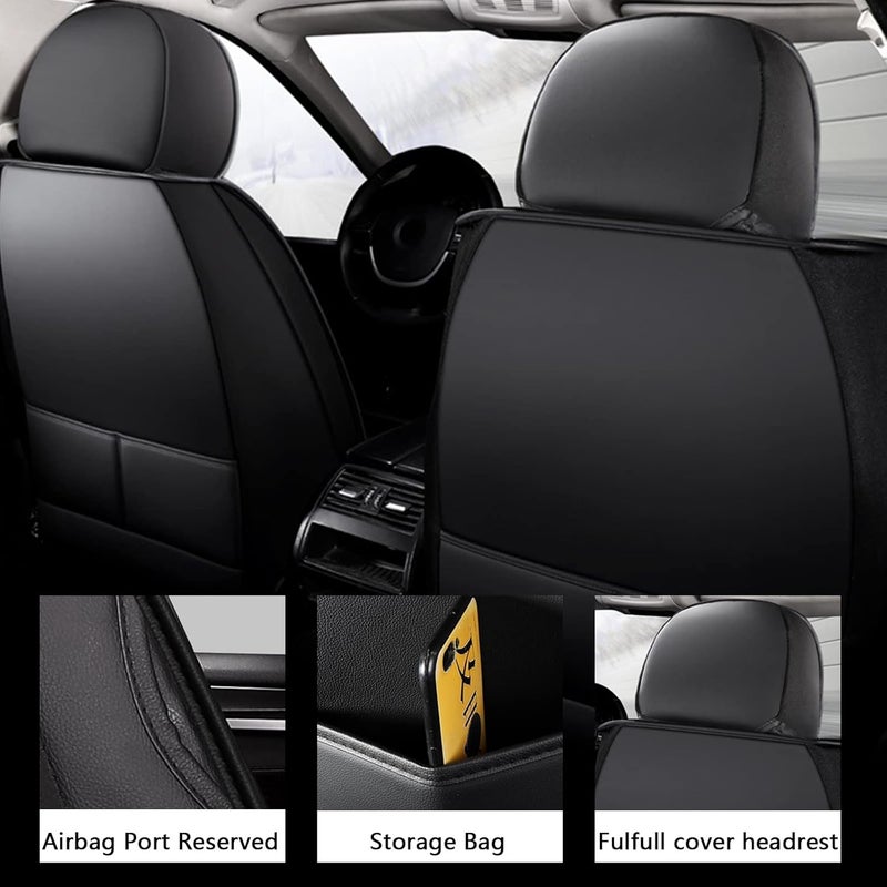 otoez Universal Leather Car Seat Covers 5 Seat Full Set Automotive Seat Protector Replacement Compatible with Most Honda Toyota Chevy Ford Vehicles, Trucks, SUVs(Blue+Black,with Pillows) - Image 3